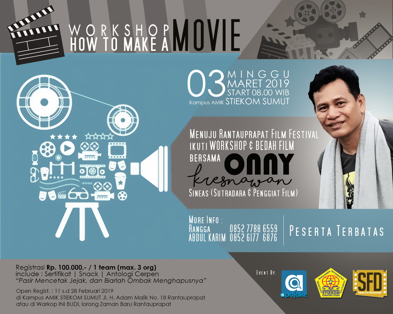 AMIK STIEKOM Sumatera Utara Bekerja Sama Dengan Apajake.Com Membuat Workshop Film: HOW TO MAKE A MOVIE